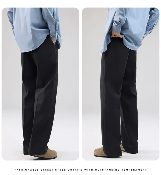 MOOUCHIU Wide-Leg Pleated Casual Pants Gray - 15