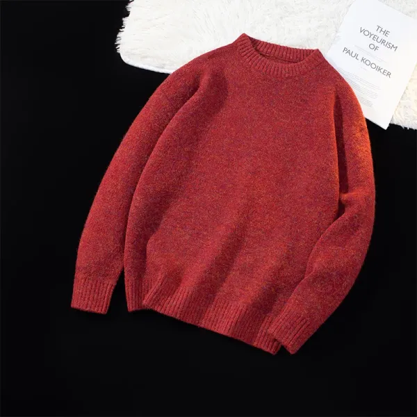 Design Crewneck Knit Sweater Rust Red Sweater - 1