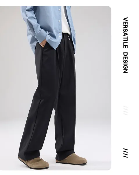 MOOUCHIU Wide-Leg Pleated Casual Pants Gray - 13