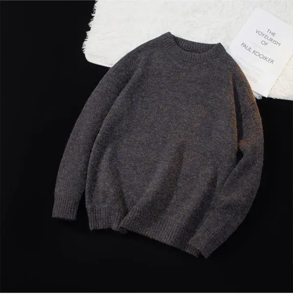 Design Crewneck Knit Sweater Charcoal Gray Sweater - 13