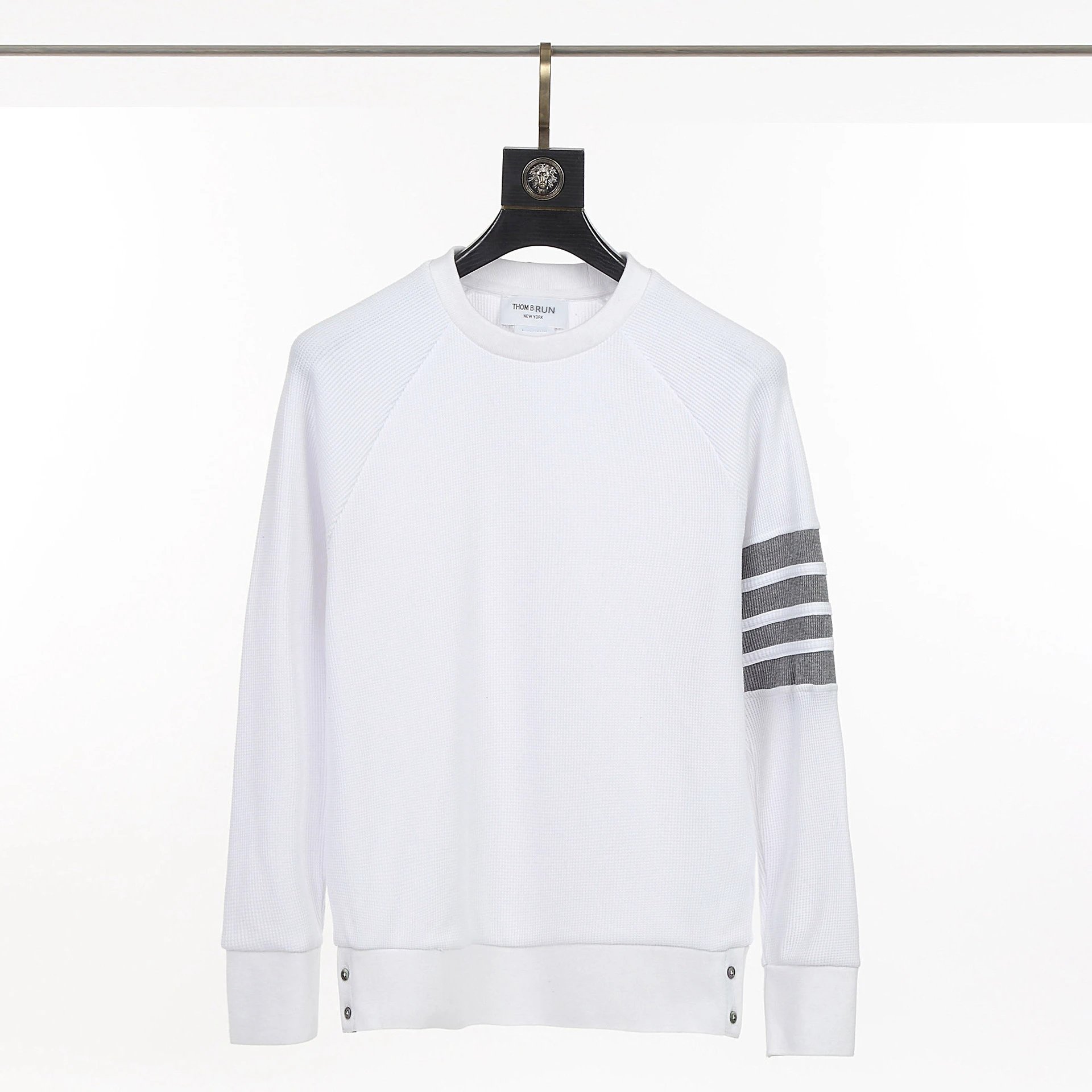 Thom Browne 4-Bar Stripe Waffle Knit Sweatshirt White - 1