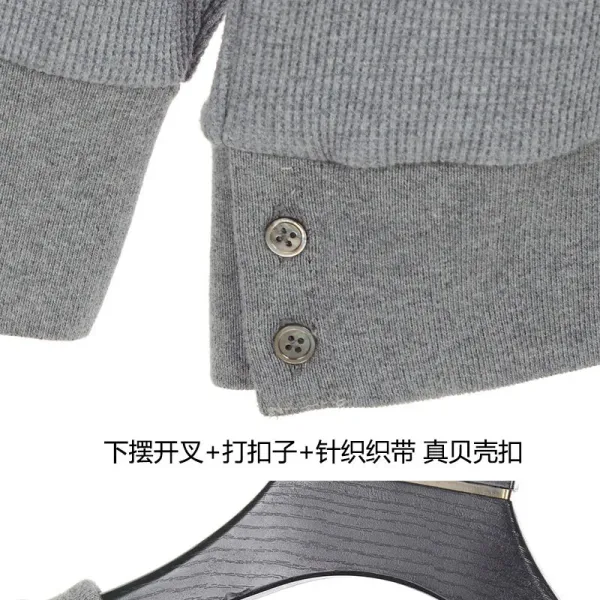 Thom Browne 4-Bar Stripe Waffle Knit Sweatshirt Navy - 12