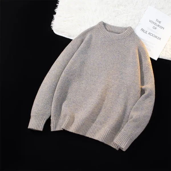 Paul Kooiker Crewneck Knit Sweater Beige Gray - 1