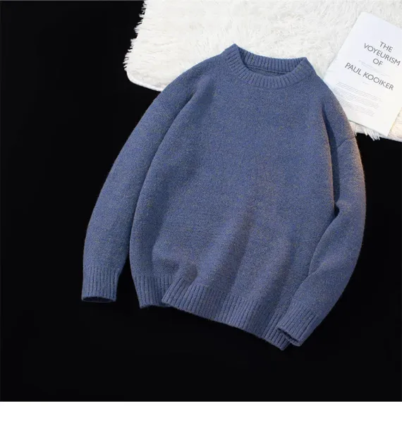 Design Crewneck Knit Sweater Charcoal Gray Sweater - 12