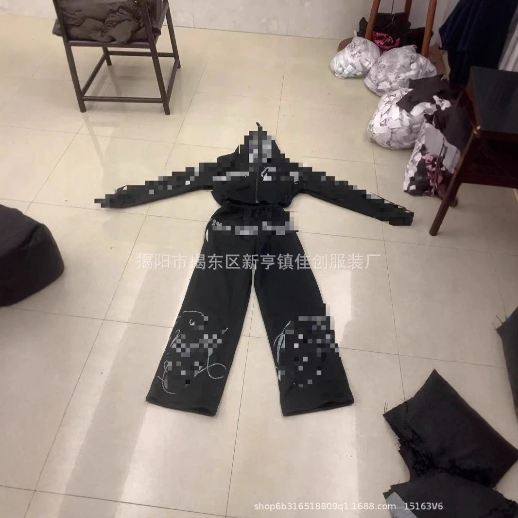 Rhinestone-Embellished Washed Hooded Shirt