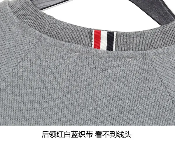 Thom Browne 4-Bar Stripe Waffle Knit Sweatshirt Navy - 13