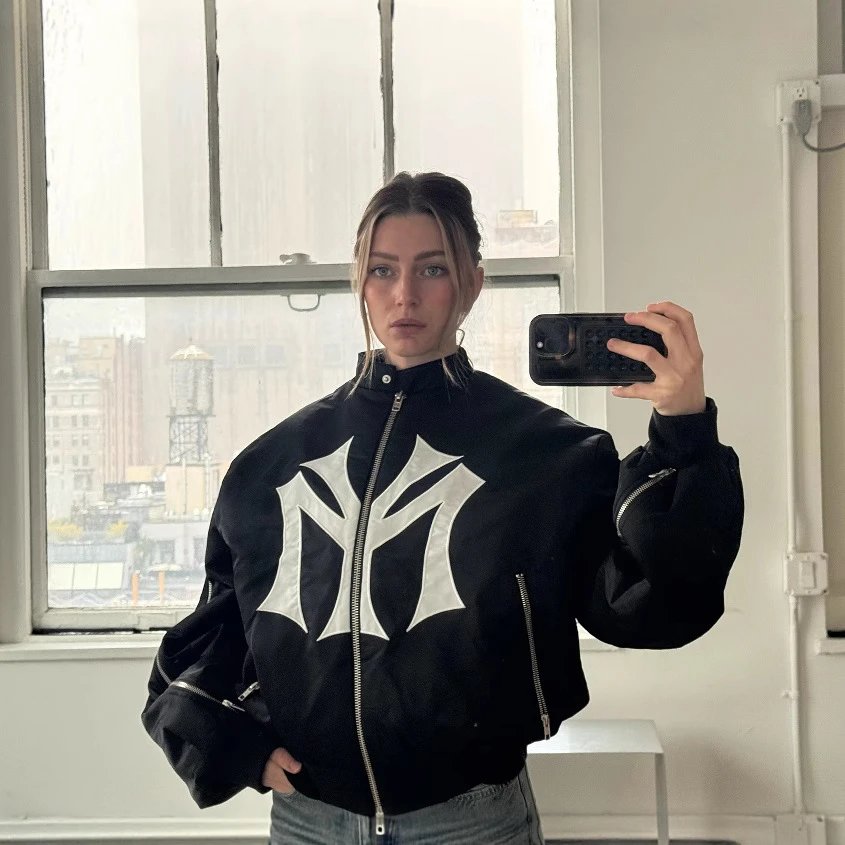 欧美多拉链设计跨境男女宽松字母刺绣图案时尚卫衣