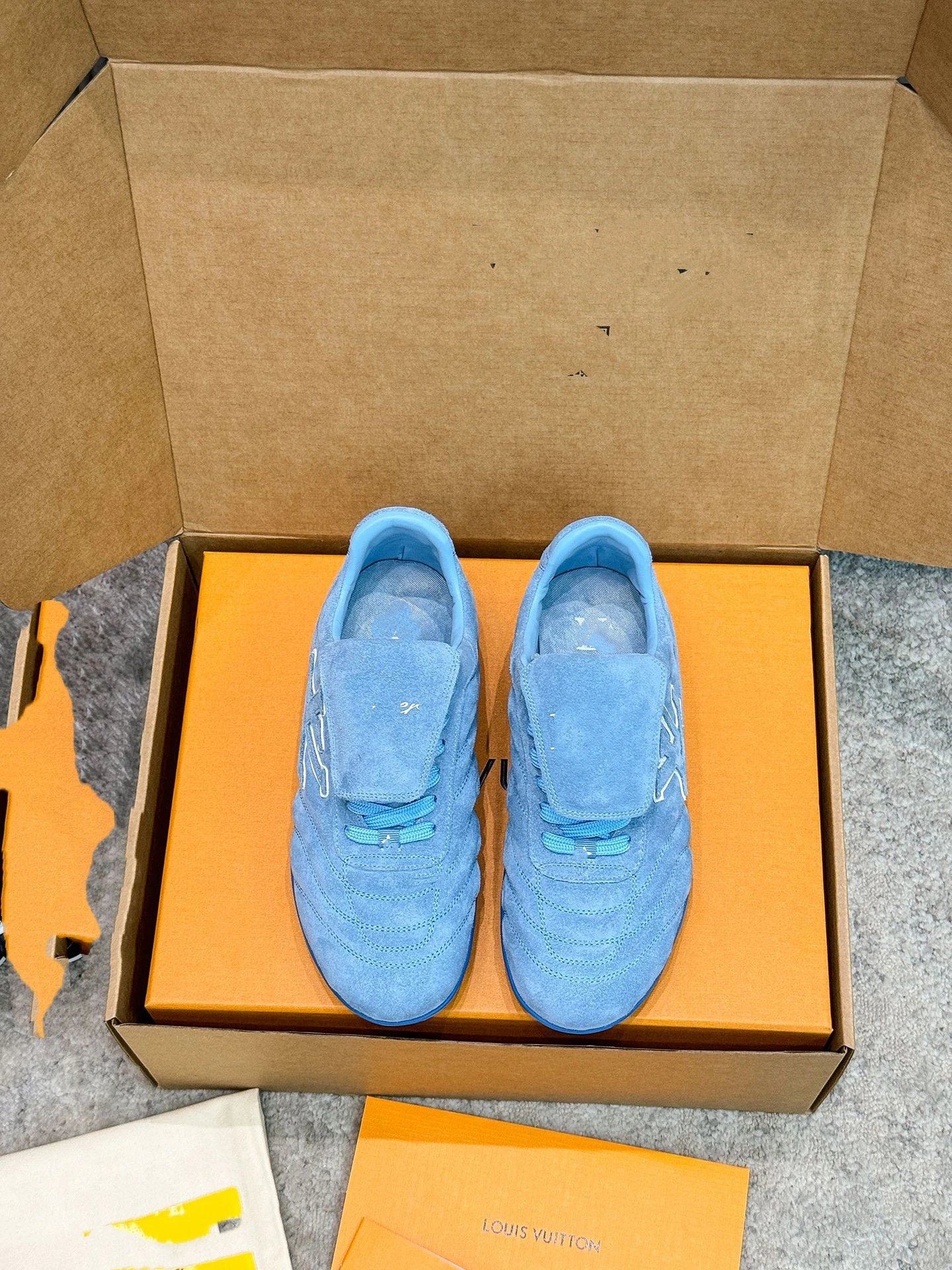 Louis Vuitton LV Trainer Low Blue Suede Sneakers - 3