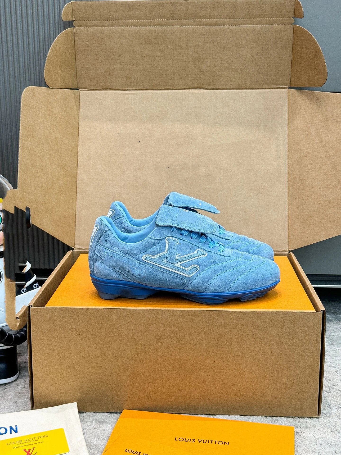 Louis Vuitton LV Trainer Low Blue Suede Sneakers - 9