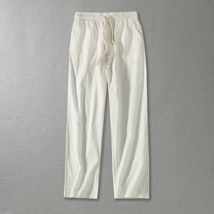 Design Linen Drawstring Pants White