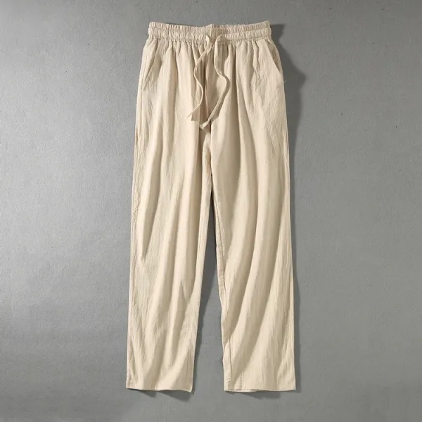 Design Linen Blend Drawstring Pants Gray - 2