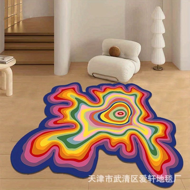 创意仿羊绒地毯客厅卧室床边地毯家用跨境耐脏易打理不规则地垫