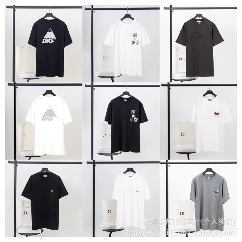 正确高版本.迪家26ss春夏新款标志字母刺绣圆领T恤短袖男女同款上