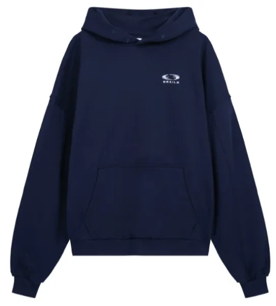 Braille Hoodie Navy Blue Hooded Sweatshirt - 1