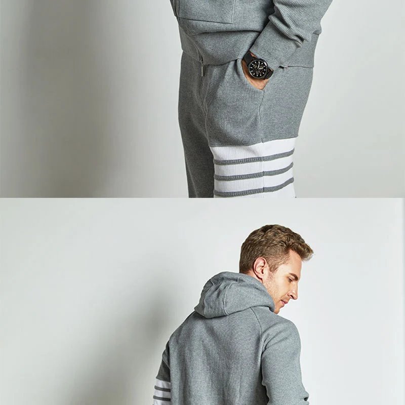 Thom Browne 4-Bar Stripe Ribbed Hoodie Gray - 19