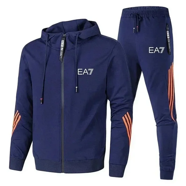EA7 Tracksuits Hooded Zip-Up Tracksuit with Striped Panels product detail image 4