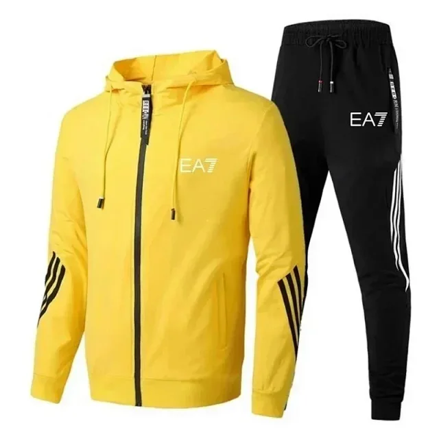 EA7 Tracksuits Hooded Zip-Up Tracksuit with Striped Panels product detail image 5