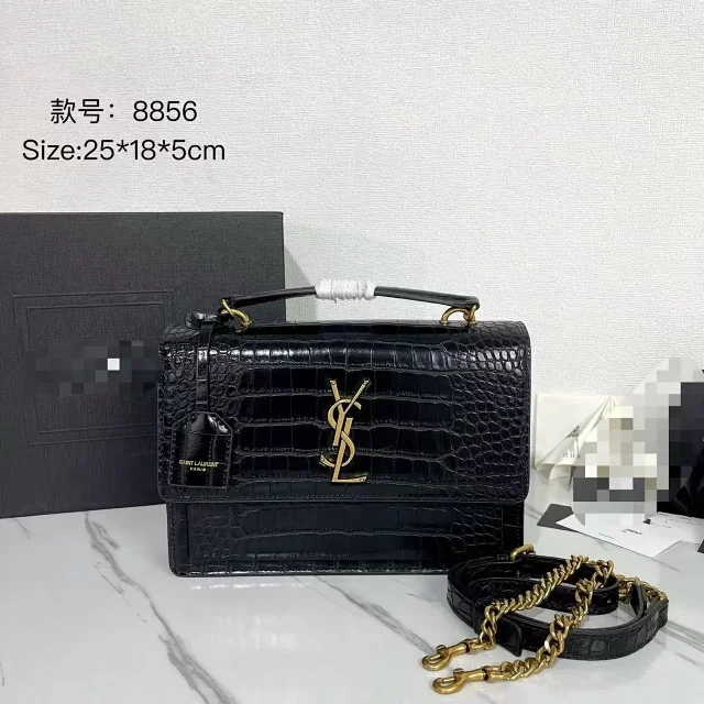 Saint Laurent Crossbody Bags 8856 Croc-Embossed Top-Handle Chain Bag product detail image 6