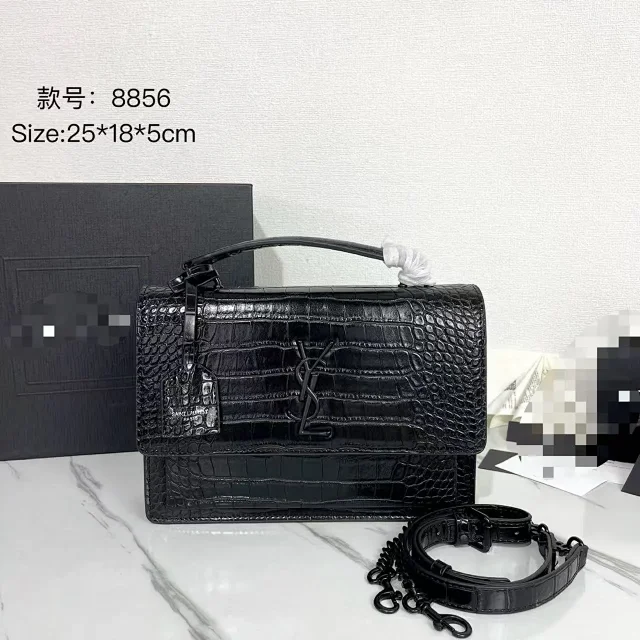 Saint Laurent Crossbody Bags 8856 Croc-Embossed Top-Handle Chain Bag product detail image 4