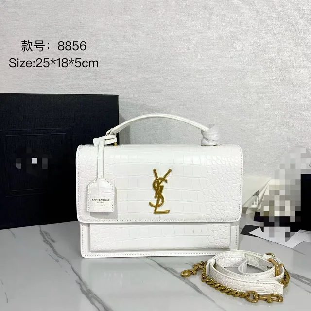 Saint Laurent Crossbody Bags 8856 Croc-Embossed Top-Handle Chain Bag product detail image 8