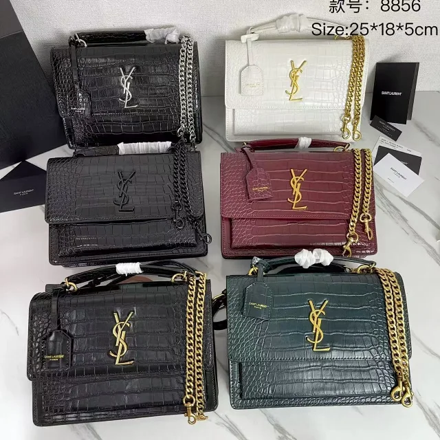 Saint Laurent Crossbody Bags 8856 Croc-Embossed Top-Handle Chain Bag product detail image 1