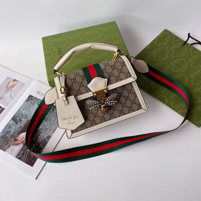 Gucci Crossbody Bags GG monogram bee-embellished top-handle bag product detail image 3