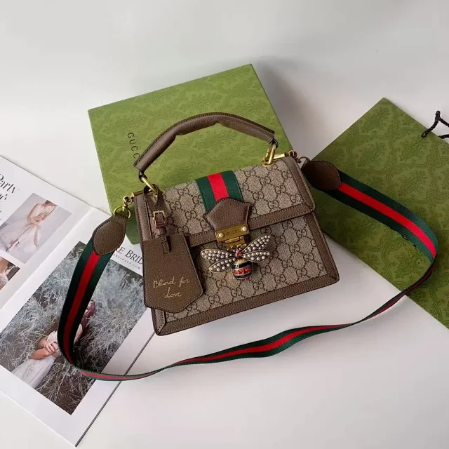 Gucci Crossbody Bags GG monogram bee-embellished top-handle bag product detail image 1