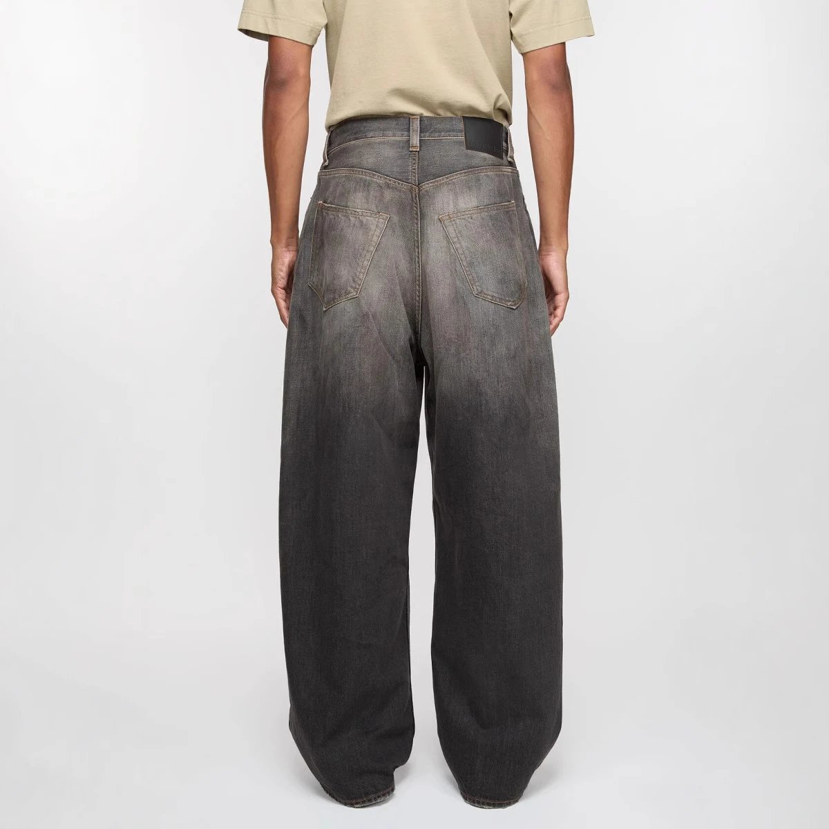 Distressed Dark Gray Wide Leg Denim Jeans