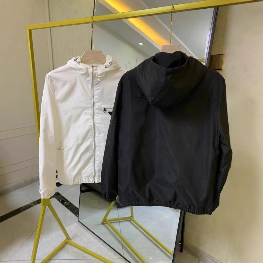 Prada Re-Nylon Black Hooded Windbreaker Jacket