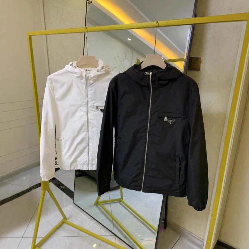 Prada Re-Nylon Black Hooded Windbreaker Jacket
