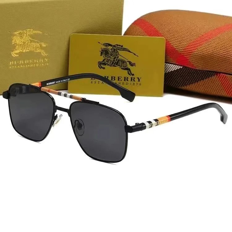 Burberry Classic Check Detail Aviator Sunglasses Black
