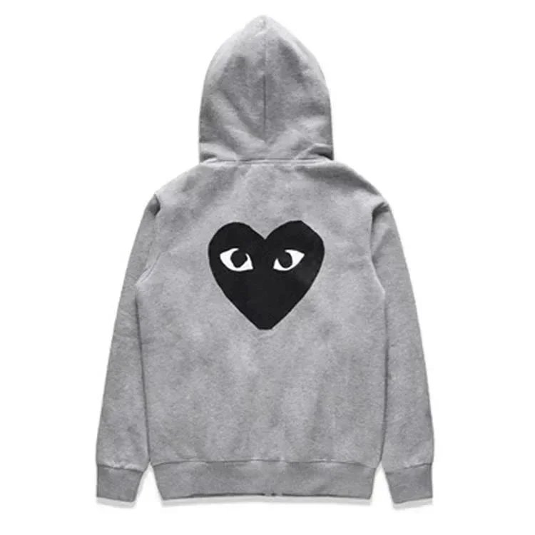 Black Heart Embroidery Long-Sleeve Fleece-Lined Hoodie +86 13256727890