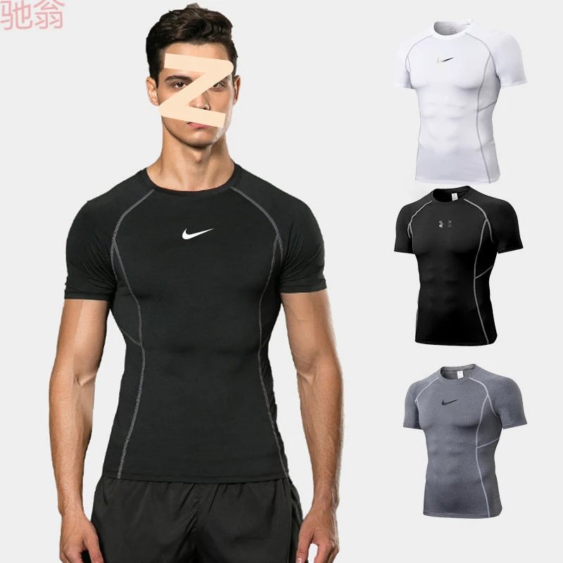 Men's Athletic Compression Short Sleeve Shirt - Quick-Dry PRO Performance T-Shirt for Running, Training, High-Elasticity Basketball & Gym