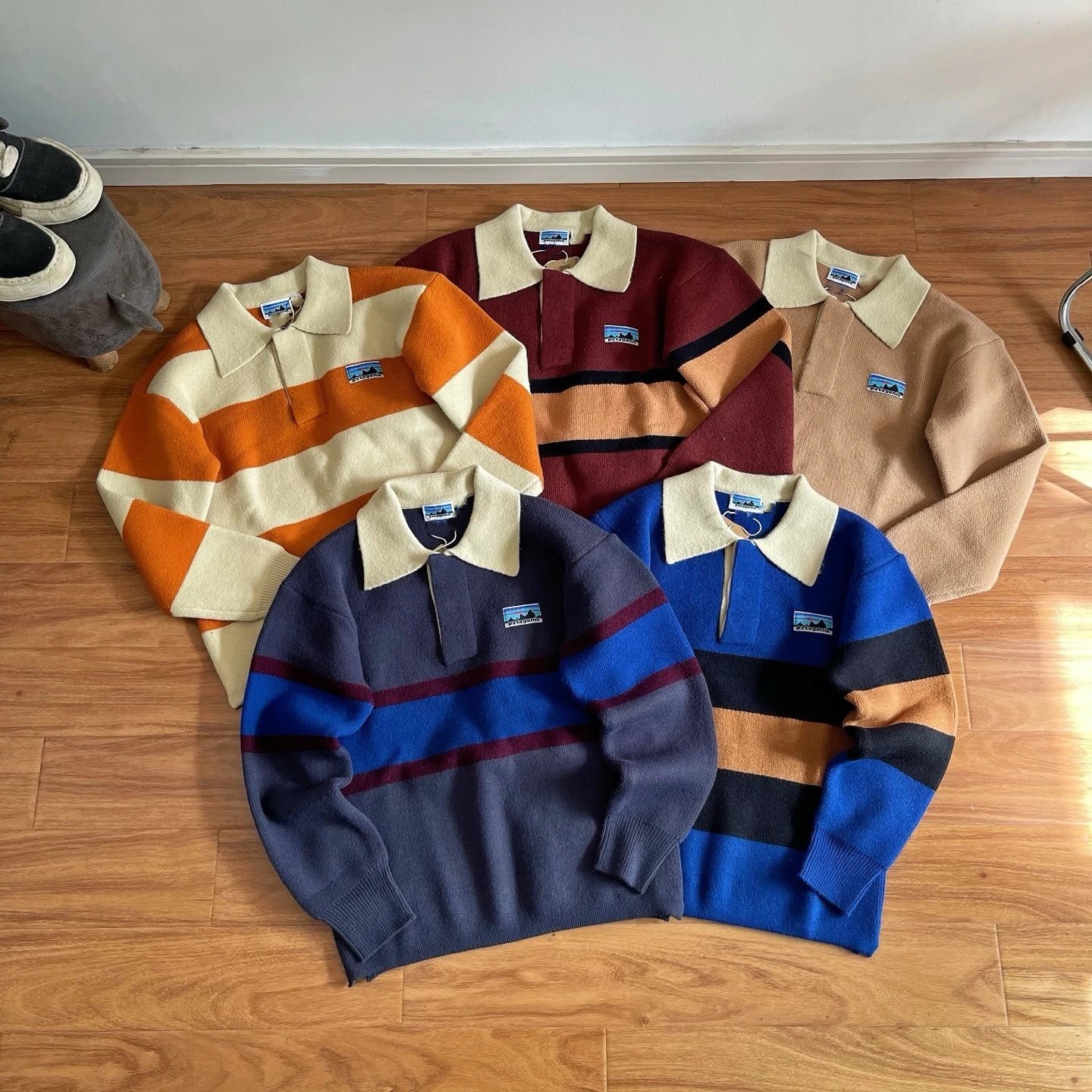 Color Block Turndown Collar Knit 50th Anniversary