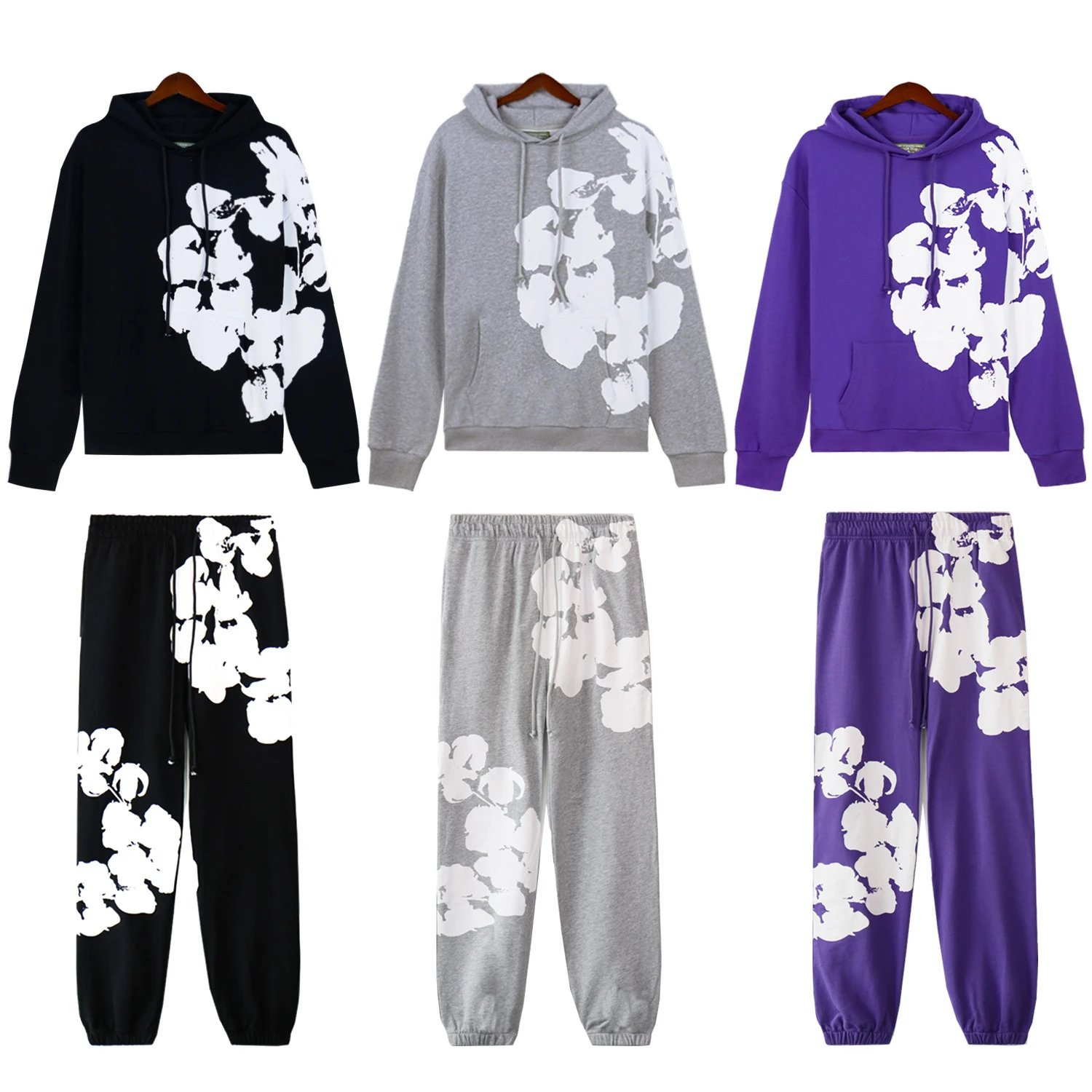 Printed Hoodie and Pants Set