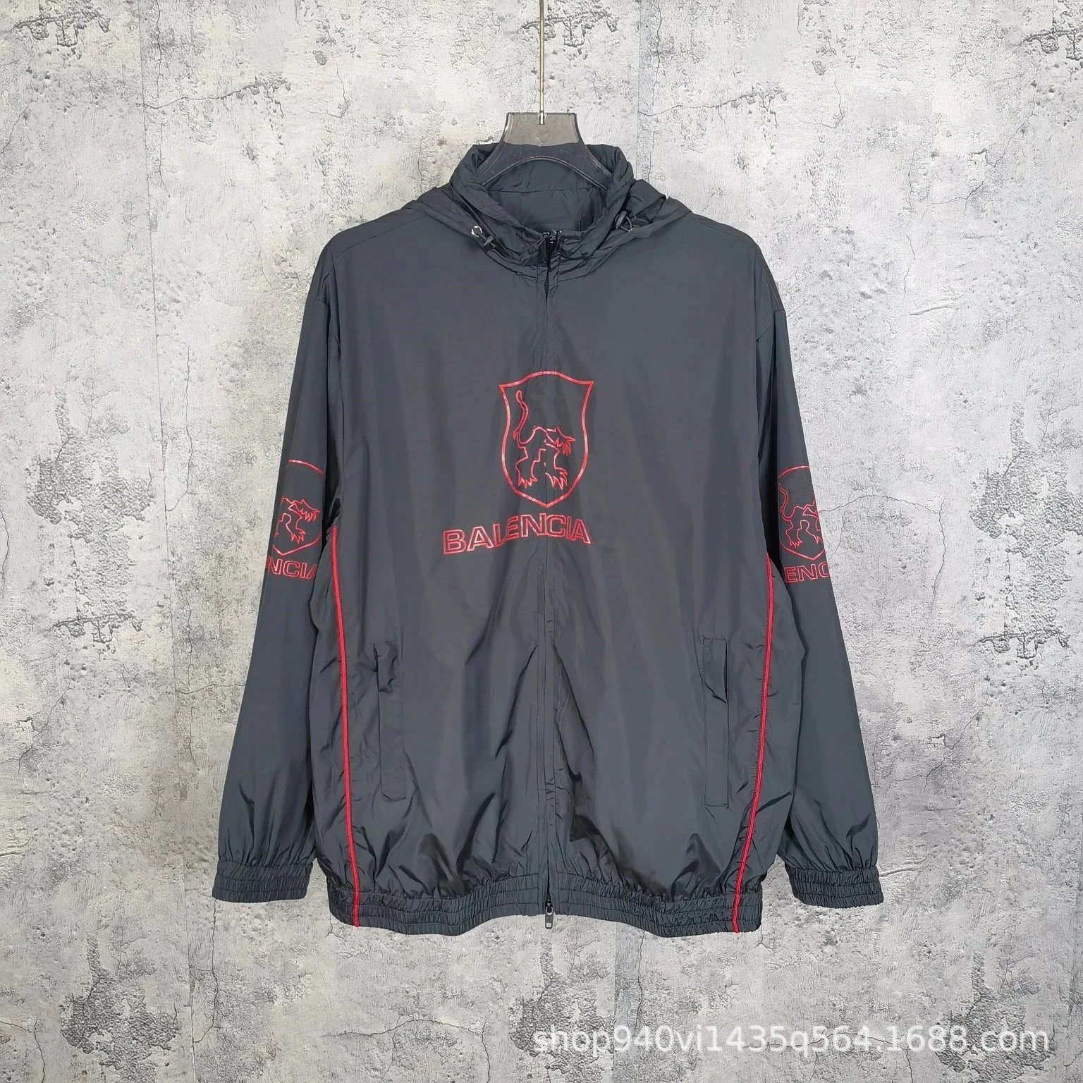 Lion Badge Hooded Windbreaker Jacket