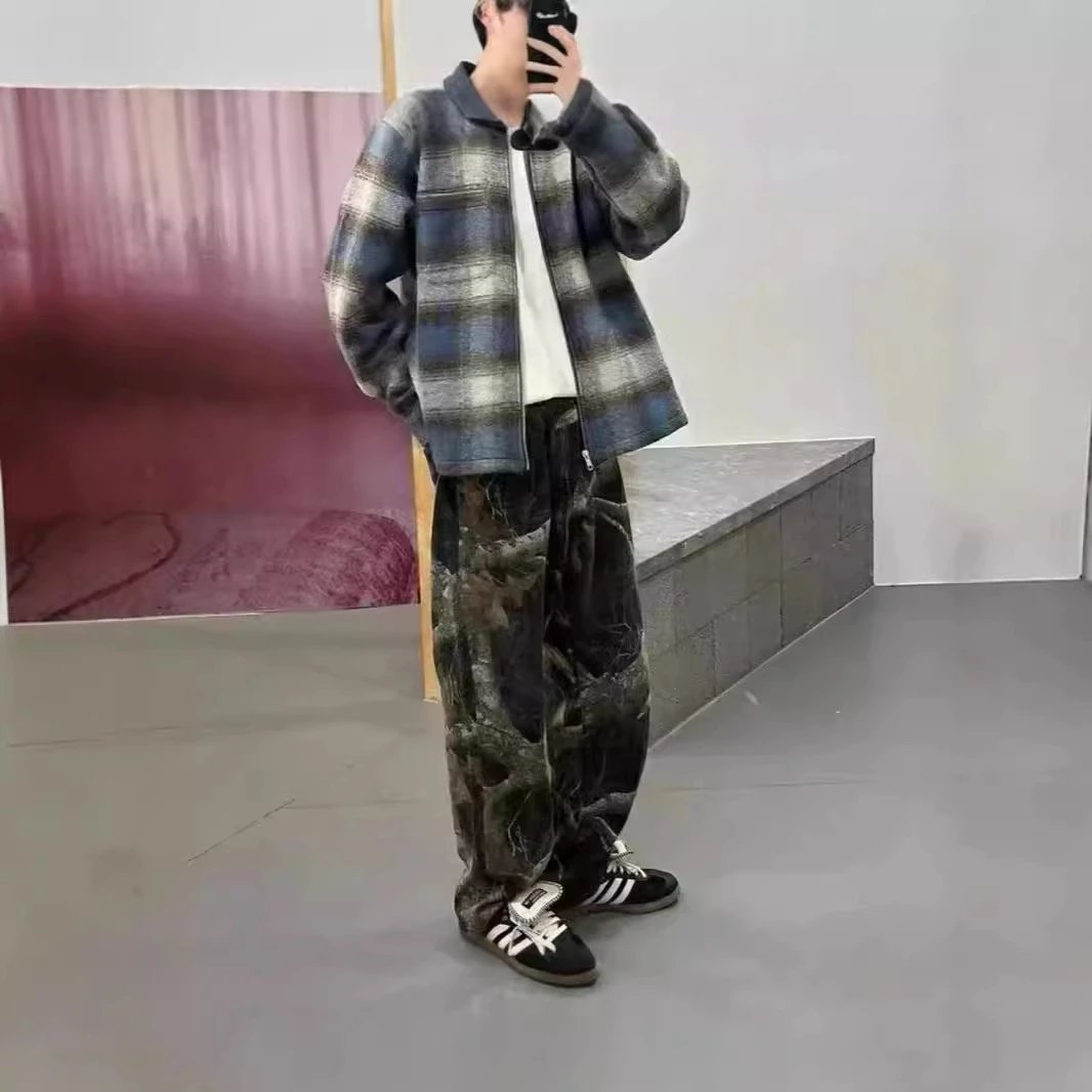 Oversized White Graphic Tee Pink Camo Print Baggy Pants Streetwear