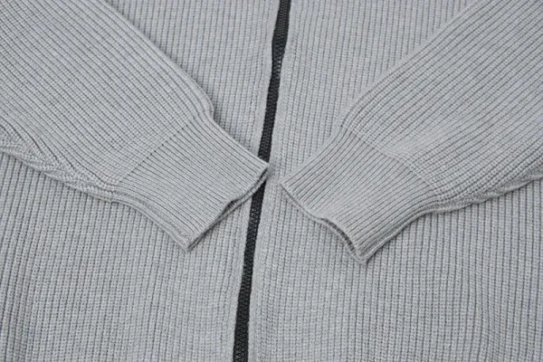Stone Island Ribbed Zip-Up Knit Sweater White - 10