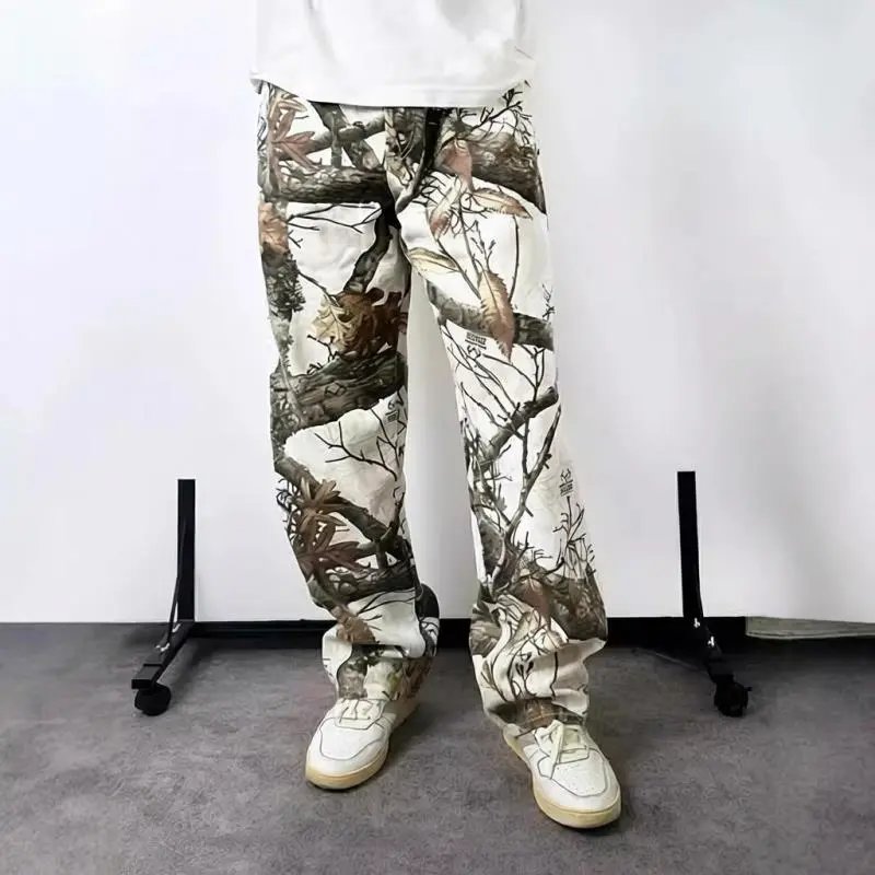 Oversized White Graphic Tee Pink Camo Print Baggy Pants Streetwear