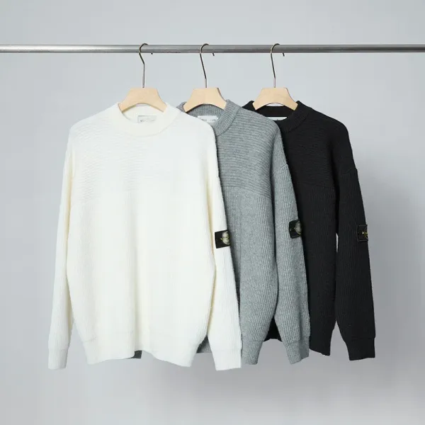 Stone Island Ribbed Zip-Up Knit Sweater White - 4
