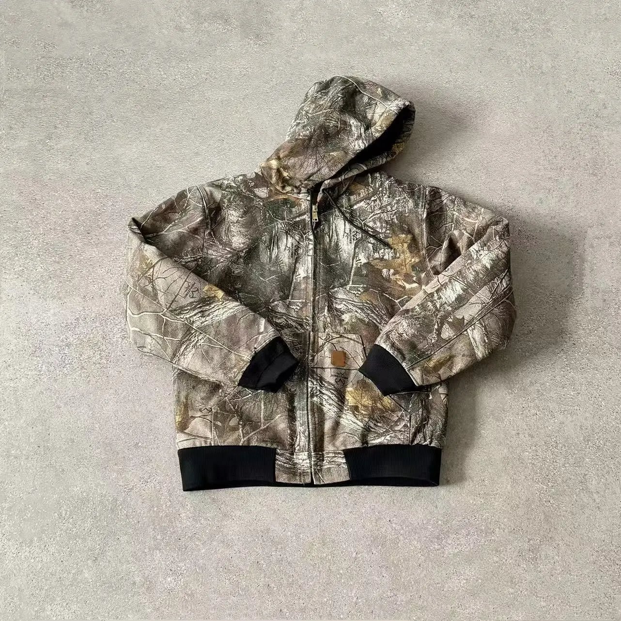Vintage Washed Canvas Hooded Denim Jacket