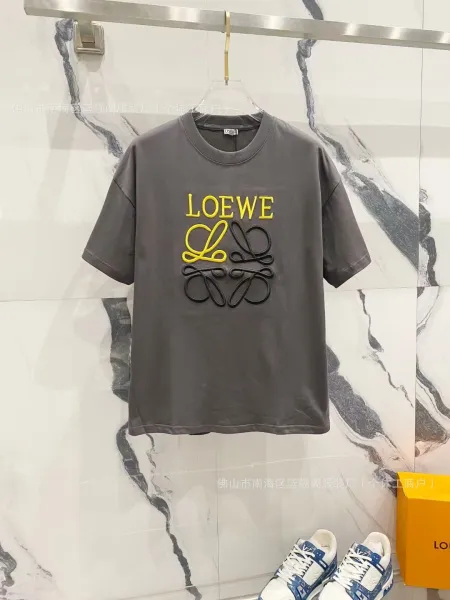 Loewe Anagram Logo Embroidered Gray T-Shirt - 1