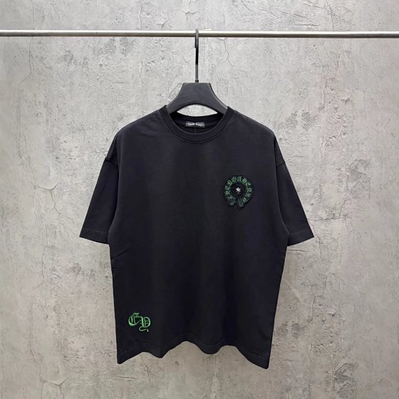 Short sleeved Classic Horseshoe Sanskrit American Washable Patch Embroidered Couple Short Sleeve