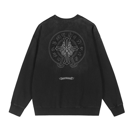 Horseshoe Embroidered Cross Heavy duty Washed Round Neck Hoodie