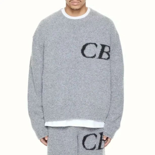CB mother round neck sweater unisex logo knitted pullover sweater