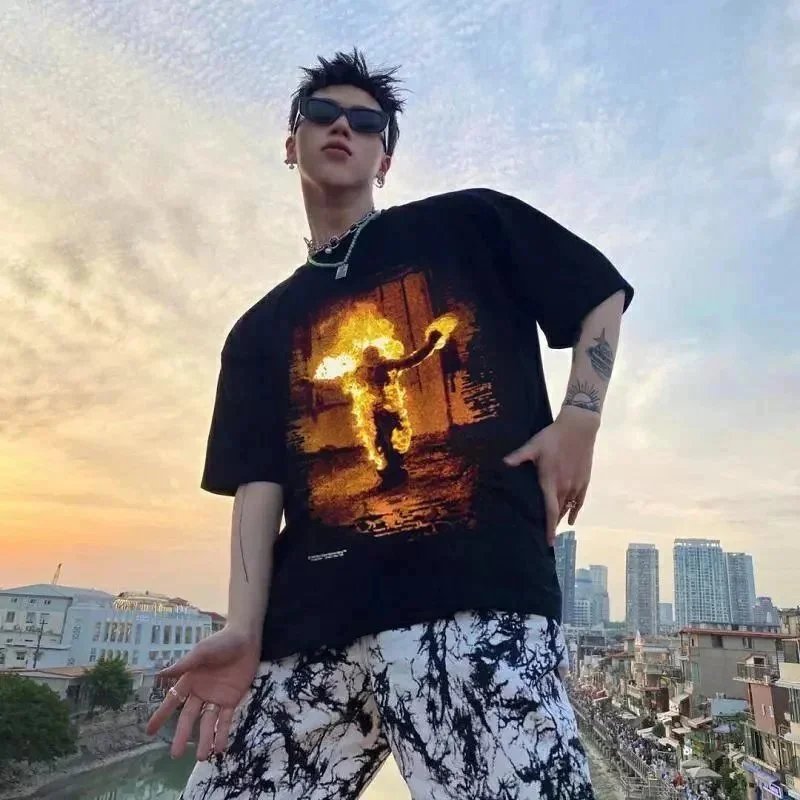 Rammstein Flame Print Vintage T-Shirt