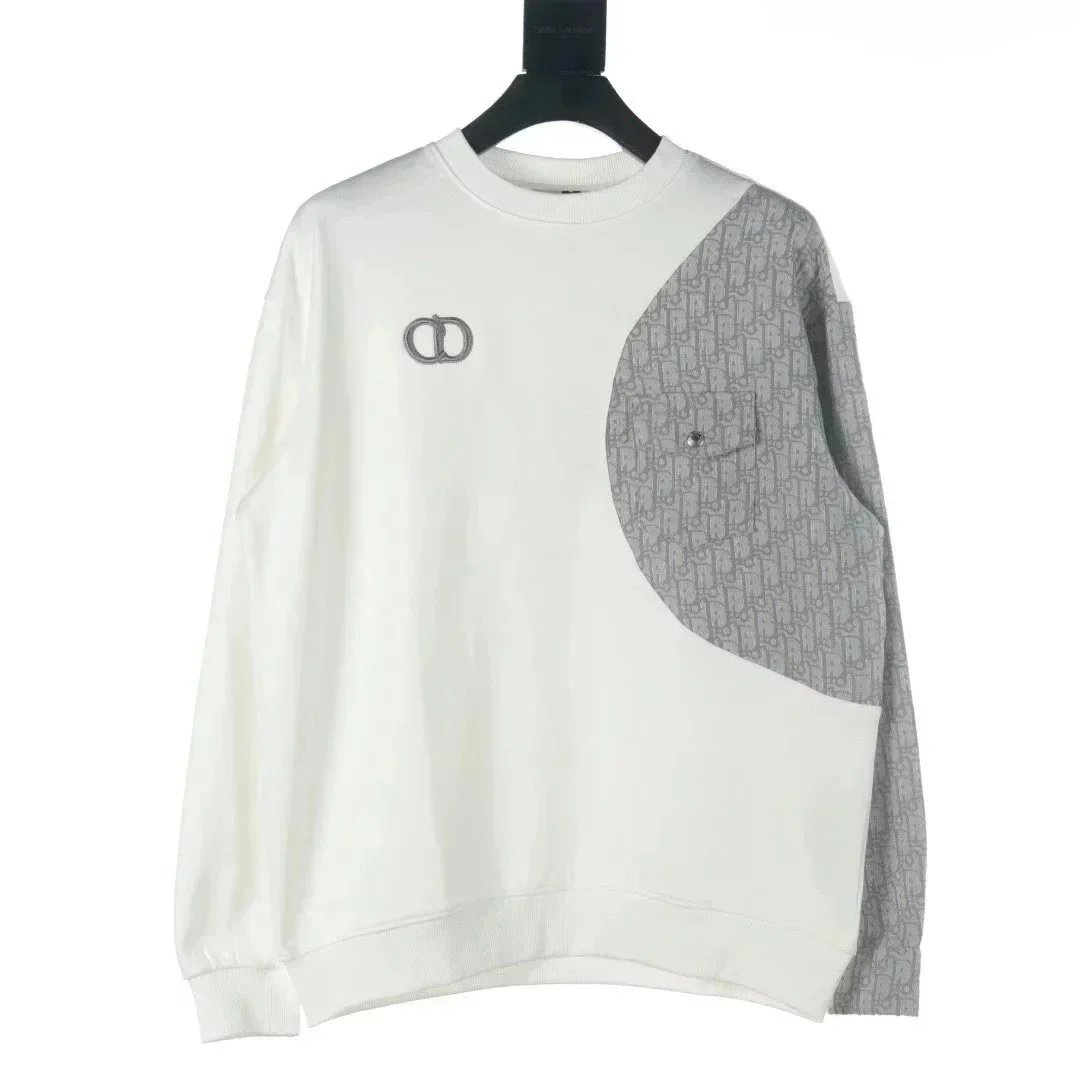 Embroidered Patchwork Crewneck Hoodie