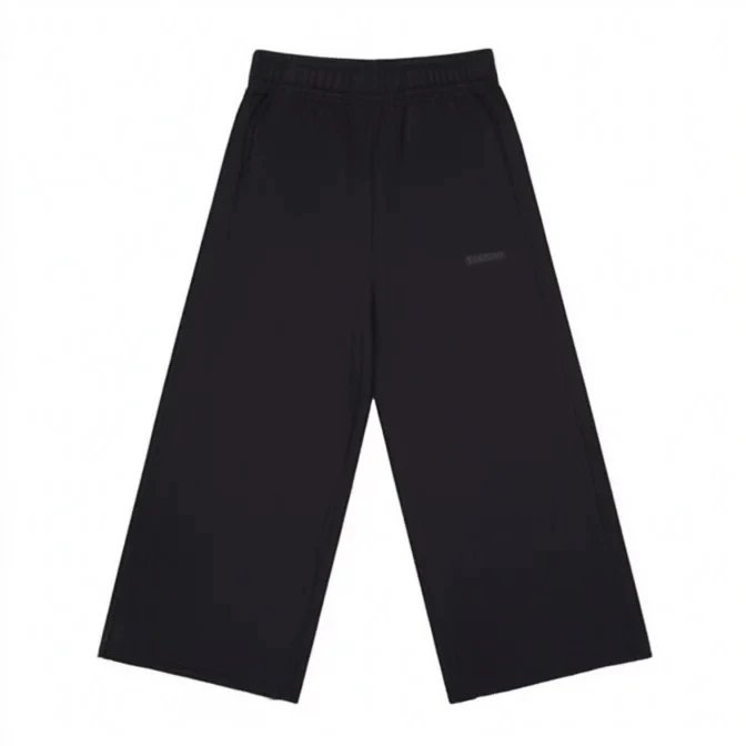 Embroidered Letter Wide Leg Casual Pants photo 6