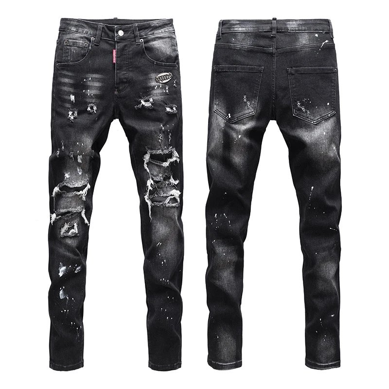 Splatter Paint Distressed Denim Jeans