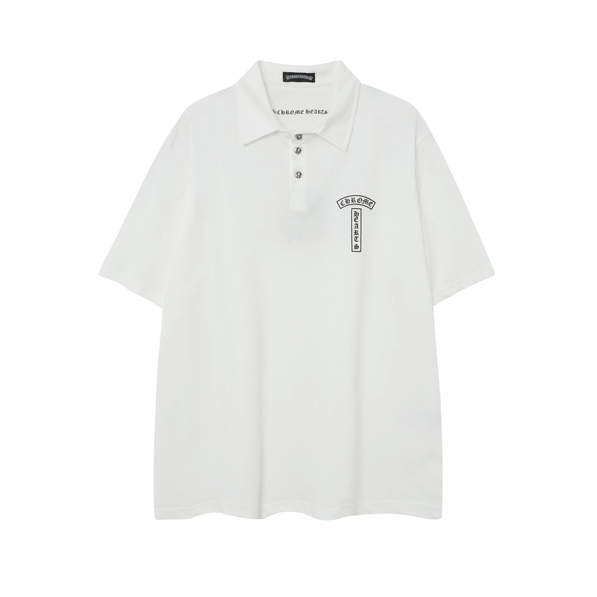 Chrome Hearts Classic Black White Embroidered Polo Shirt